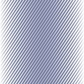 Vector geometric halftone diagonal lines seamless pattern. Blue slanted lines.