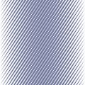Vector geometric halftone diagonal lines seamless pattern. Blue slanted lines.