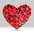 Vector geometric heart shape icon red and gold color