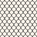 Vector geometric lattice seamless pattern. Abstract ornamental texture with curved shapes, elegant grid, mesh. Black and white Royalty Free Stock Photo