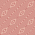 Vector geometric line seamless pattern. Abstract retro style graphic background. Muted red and beige colour Royalty Free Stock Photo