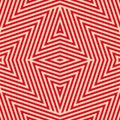 Vector geometric lines pattern. Abstract seamless ornament in red and tan colors Royalty Free Stock Photo