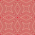 Vector geometric lines seamless pattern. Creative red and beige striped ornament Royalty Free Stock Photo