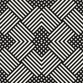 Vector geometric lines seamless pattern. Modern black and white wicker texture Royalty Free Stock Photo