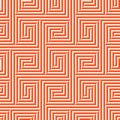 Vector geometric lines seamless pattern. Modern funky orange and white texture Royalty Free Stock Photo