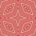 Vector geometric lines seamless pattern. Red and beige linear ornament Royalty Free Stock Photo