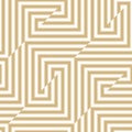 Vector geometric lines seamless pattern. Trendy modern gold and white texture, optical art design Royalty Free Stock Photo
