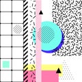 Vector geometric memphis elements. Retro style pattern from trendy 80s. Royalty Free Stock Photo