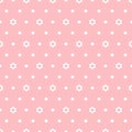 Vector geometric minimalist seamless pattern with small stars. Pink and white