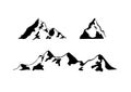 Vector geometric mountain signs, icons isolated on white background, black, simple illustration. Royalty Free Stock Photo