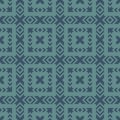 Vector geometric ornamental seamless pattern. Ethnic tribal style ornament. Teal and turquoise color Royalty Free Stock Photo