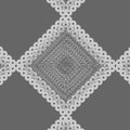 Vector geometric pattern of grey textured diamond with lace edge.