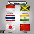 Vector geometric polygonal world flag collection. Royalty Free Stock Photo