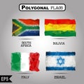 Vector geometric polygonal world flag collection. Royalty Free Stock Photo