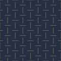 Vector geometric seamless dash pattern - goldish striped rich texture. Stylish blue background