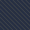 Vector geometric seamless diagonal linear pattern - goldish striped rich texture. Stylish blue background