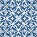 Vector geometric seamless pattern. Abstract blue and white ornamental texture Royalty Free Stock Photo