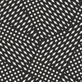Vector monochrome geometric seamless pattern with crossing diagonal lines, stripes, small elements. Royalty Free Stock Photo