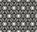 Vector geometric seamless pattern. Black and white abstract floral grid texture Royalty Free Stock Photo