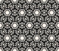 Vector geometric seamless pattern. Black and white abstract floral grid texture