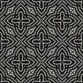 Vector geometric seamless pattern. Black and white abstract floral ornament Royalty Free Stock Photo