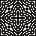 Vector geometric seamless pattern. Black and white abstract floral ornament Royalty Free Stock Photo