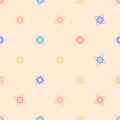 Vector geometric seamless pattern with bright colorful floral shapes, stars Royalty Free Stock Photo