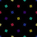 Vector geometric seamless pattern with bright colorful floral shapes, stars Royalty Free Stock Photo