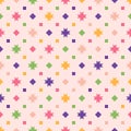 Vector geometric seamless pattern with colorful stars, small flowers, diamonds Royalty Free Stock Photo