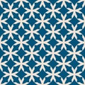 Vector geometric seamless pattern with crosses, grid, lattice. Blue and white Royalty Free Stock Photo