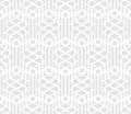 Vector geometric seamless pattern with crossing lines, grid, lattice, net, hexagons, repeat tiles. Abstract gray and white Royalty Free Stock Photo