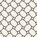 Vector geometric seamless pattern with curved shapes grid. Abstract monochrome rounded lattice texture. Modern textile background