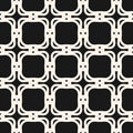 Vector black and white geometric seamless pattern with curved shapes, grid, mesh Royalty Free Stock Photo