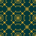 Vector geometric seamless pattern. Ethnic style ornament. Dark green and yellow Royalty Free Stock Photo