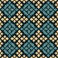 Vector geometric seamless pattern. Folk ornament. Black, turquoise, beige colors Royalty Free Stock Photo