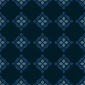 Vector geometric seamless pattern. Folk ornament. Deep blue, teal, black colors Royalty Free Stock Photo