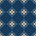 Vector geometric seamless pattern. Folk ornament. Deep blue, teal and yellow Royalty Free Stock Photo