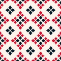 Vector geometric seamless pattern. Folk ornament. Red, black and white colors. Royalty Free Stock Photo