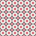 Vector geometric seamless pattern. Folk ornament. Red, black and white colors Royalty Free Stock Photo