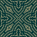 Vector geometric seamless pattern. Gold and green abstract floral ornament Royalty Free Stock Photo