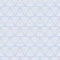 Vector geometric seamless pattern with halftone lines, triangles, arrows, grid, lattice. Subtle abstract light blue background. Royalty Free Stock Photo