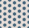 Vector minimal geometric seamless pattern with hexagons, grid. Blue and beige Royalty Free Stock Photo