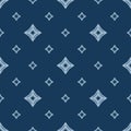 Vector geometric seamless pattern with linear diamonds, rhombuses. Navy and blue