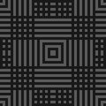 Vector geometric seamless pattern with lines, squares, stripes. Gray and black Royalty Free Stock Photo