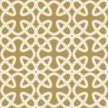Vector geometric seamless pattern with medieval motifs. Abstract ornament texture in gothic style. Simple golden background with Royalty Free Stock Photo