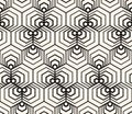 Vector geometric seamless pattern with quirky lines, stripes, hexagons, tiles, triangles, grid. Black and white abstract Royalty Free Stock Photo