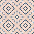 Vector geometric seamless pattern with rhombuses, squares. Blue and pale pink Royalty Free Stock Photo