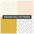 Vector geometric seamless pattern set, black, gold and white elegant minimal ornament