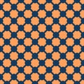 Vector geometric seamless pattern. Simple orange and deep blue texture with grid Royalty Free Stock Photo