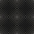 Vector geometric seamless pattern with small rhombuses, radial halftone squares Royalty Free Stock Photo